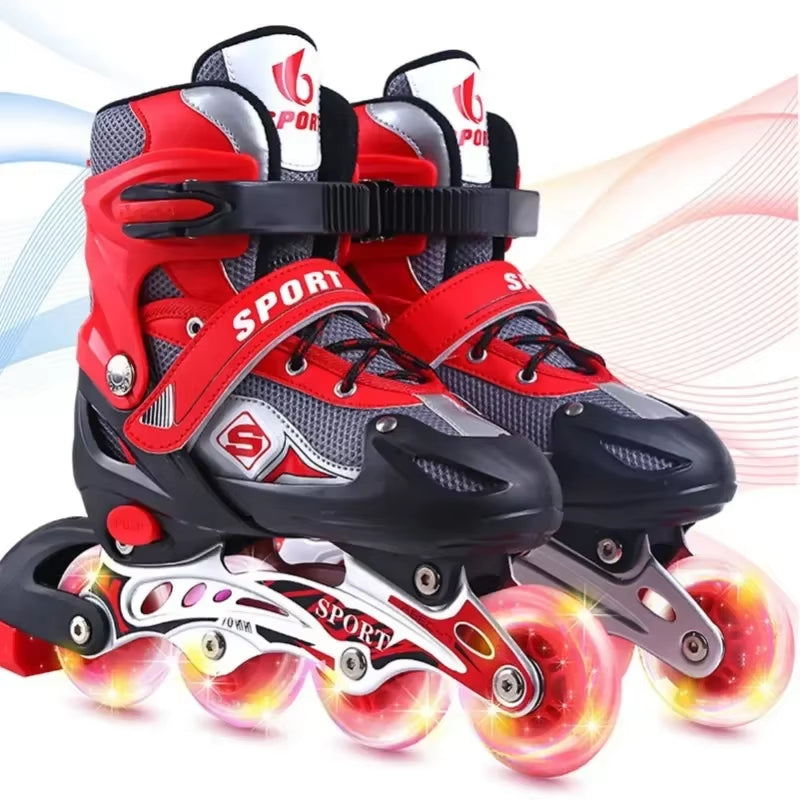 Hot Sale Children Adjustable Skates Roller Skates Boy'S Girl'S Full Set Kids Inline Skates Combo Set Wheels Flash Skating Shoes