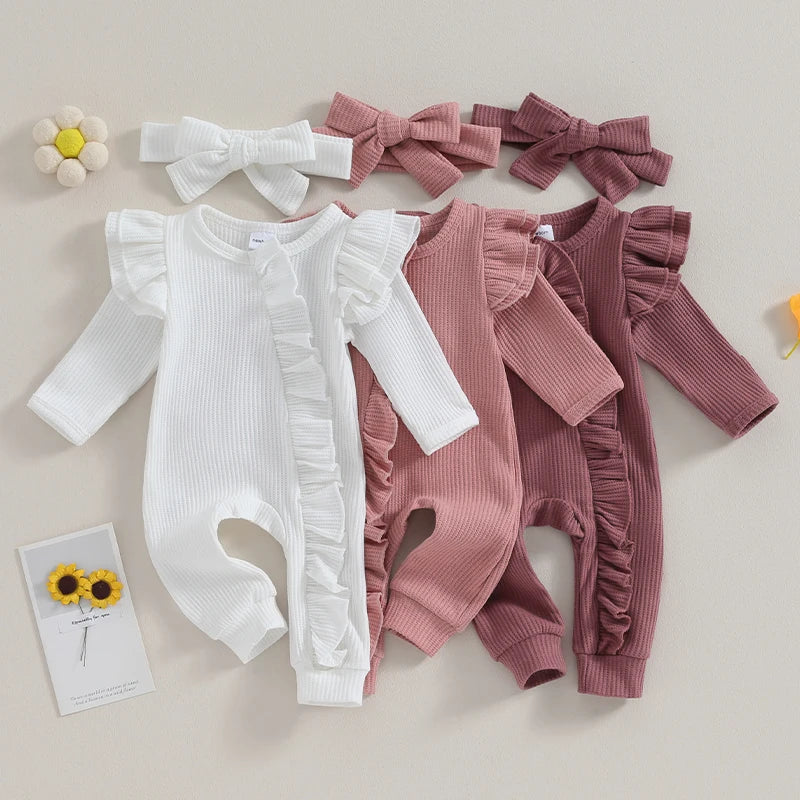 Baby Girl Ruffle Zipper Romper