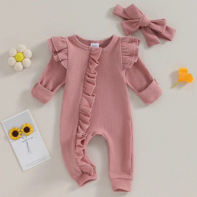 Baby Girl Ruffle Zipper Romper