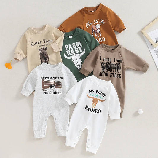 Newborn Baby Boy Sweatshirt Rompers Western