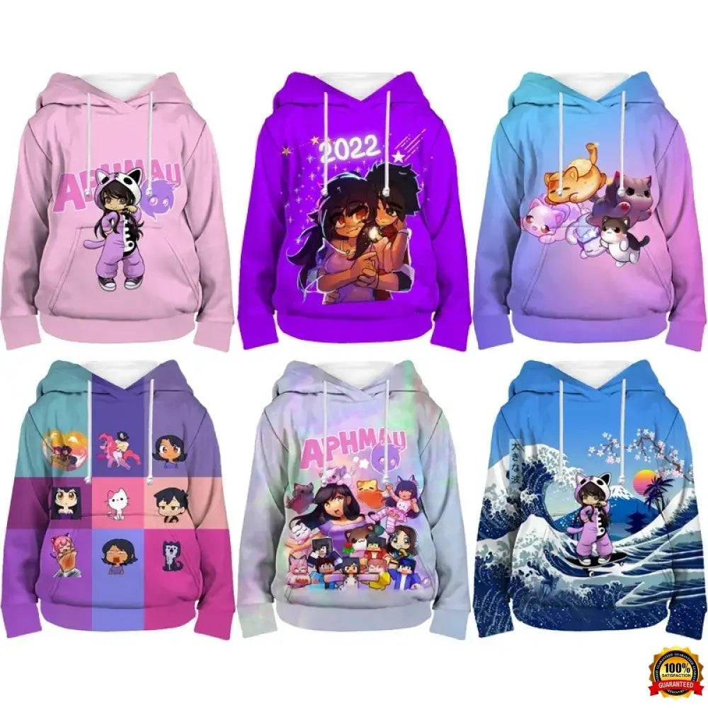 Boys Girls Aphmau 3D Print Hoodies Toddler Children Cute Cartoon Sweatshirts Spring Kids Anime