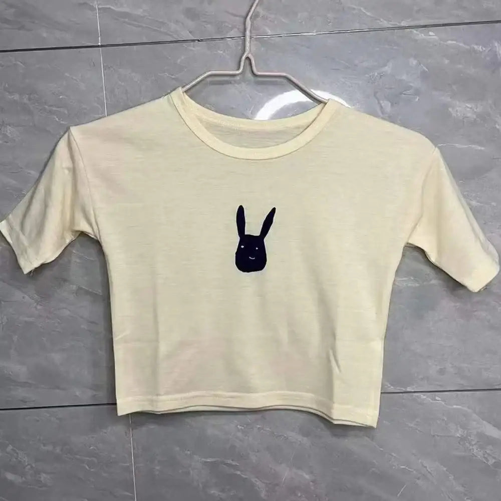 Baby Girls Boys Short T-Shirt Toddler Cartoon Three Quarter Sleeve Shirts Kid Thin Top Tees Summer