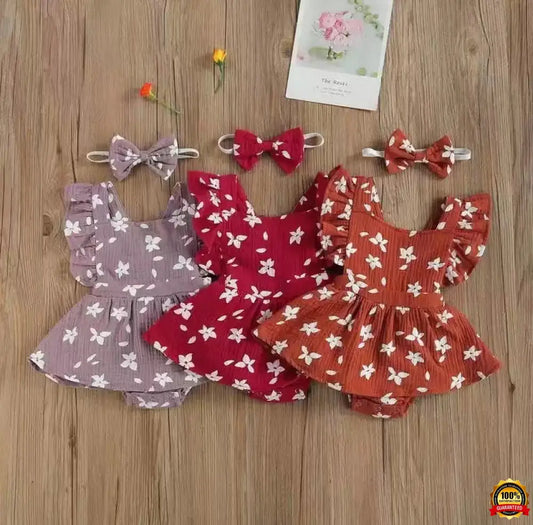 Baby Harness Print Dress Crawling Clothes Girl Jumper