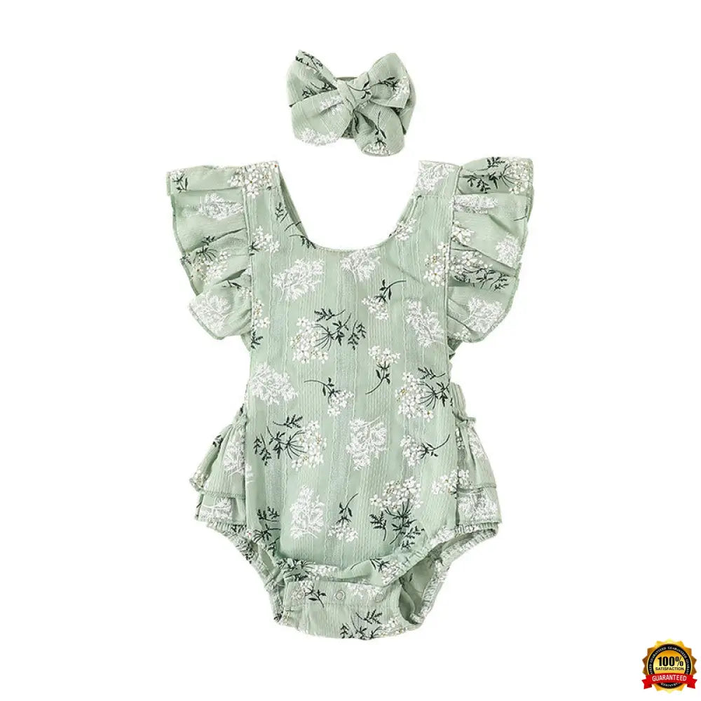 Baby Harness Print Dress Crawling Clothes Green / 100Cm Girl Jumper