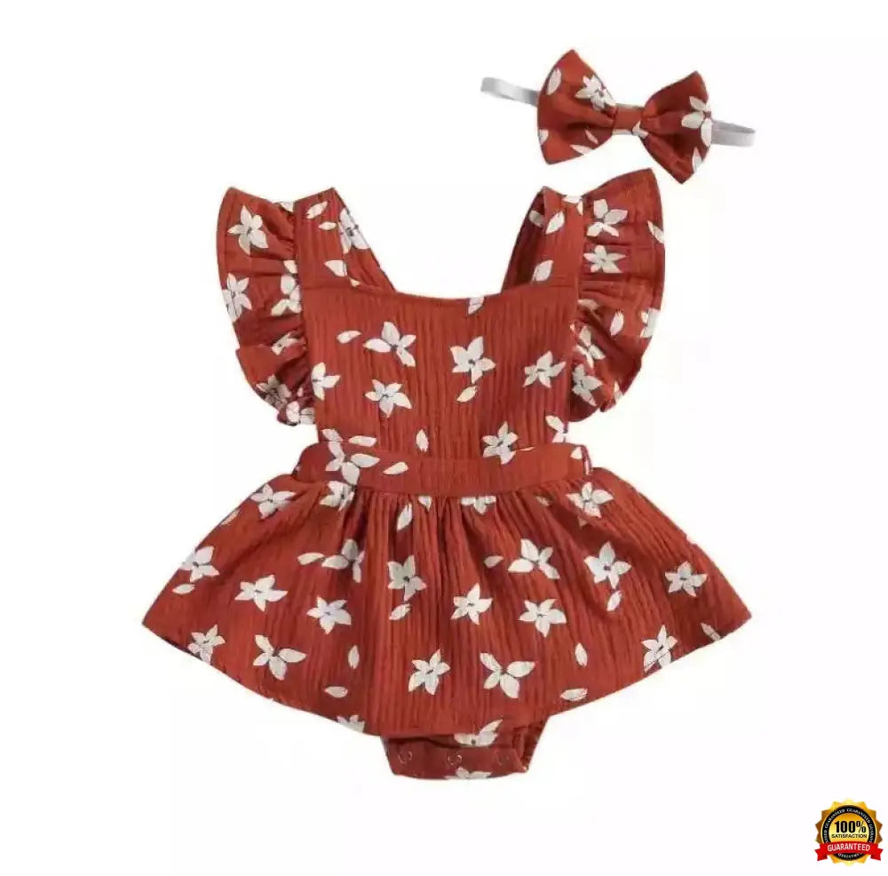 Baby Harness Print Dress Crawling Clothes Orange / 100Cm Girl Jumper