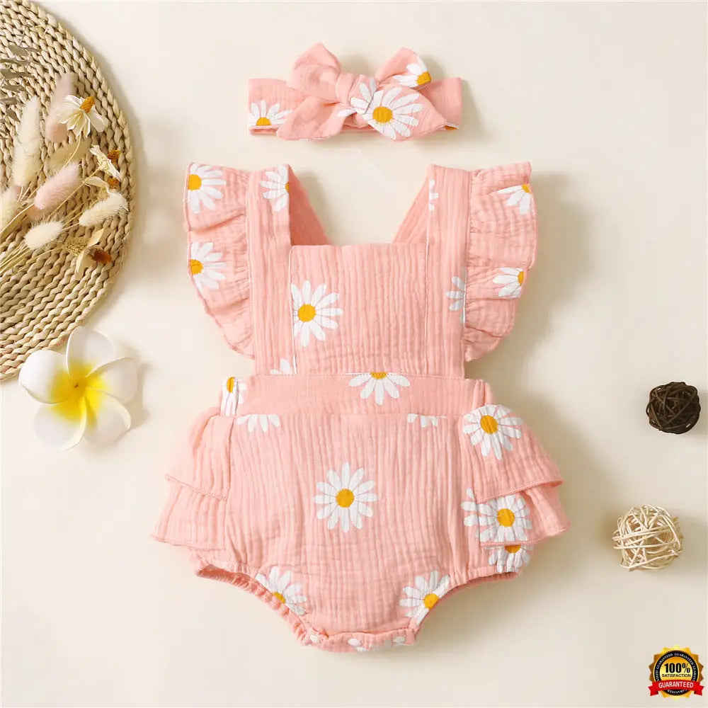 Baby Harness Print Dress Crawling Clothes Pink B / 0To3M Girl Jumper