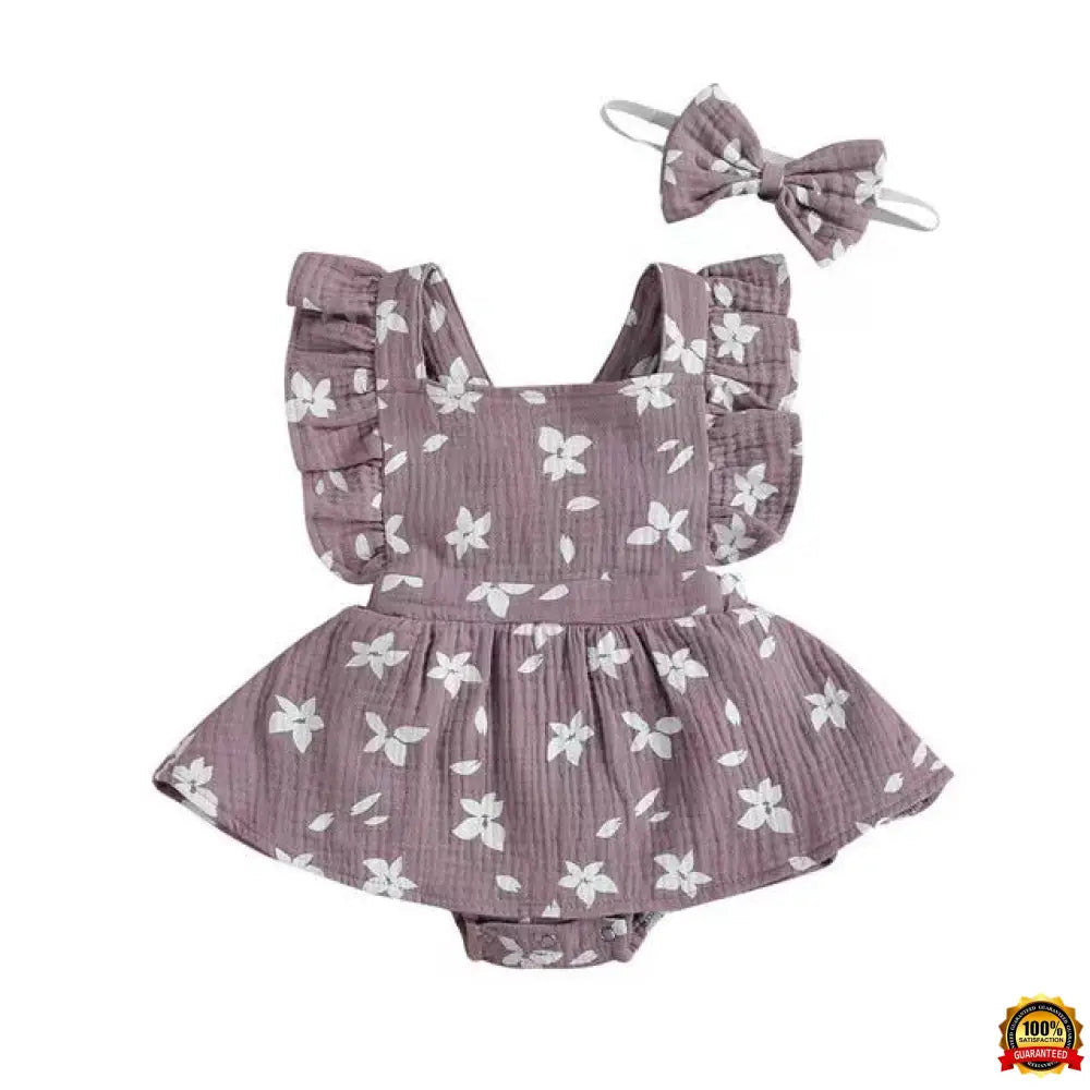 Baby Harness Print Dress Crawling Clothes Purple / 100Cm Girl Jumper