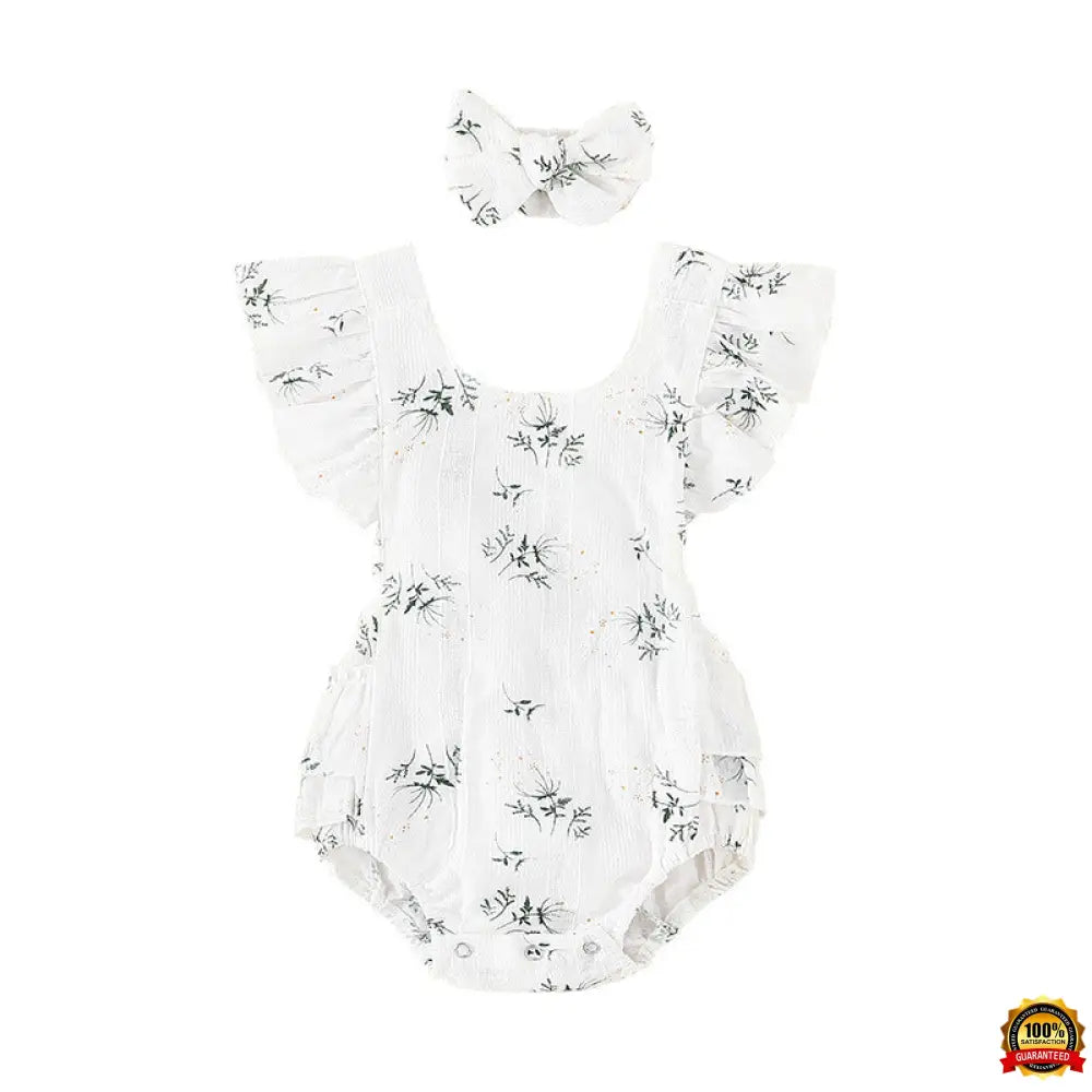 Baby Harness Print Dress Crawling Clothes White / 100Cm Girl Jumper