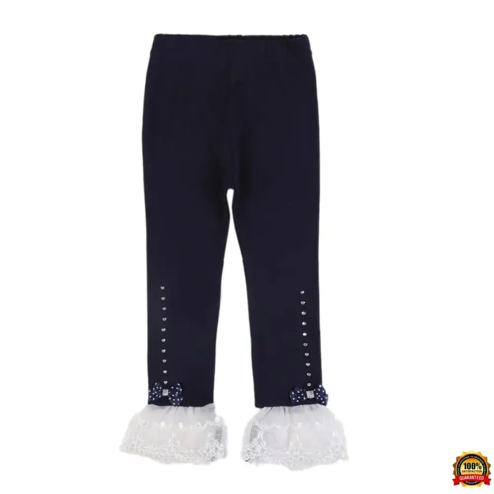 Children Baby Girls Leggings Spring Autumn Long Pants Bowknot Decorate Lace Casual Pant Kids Infant