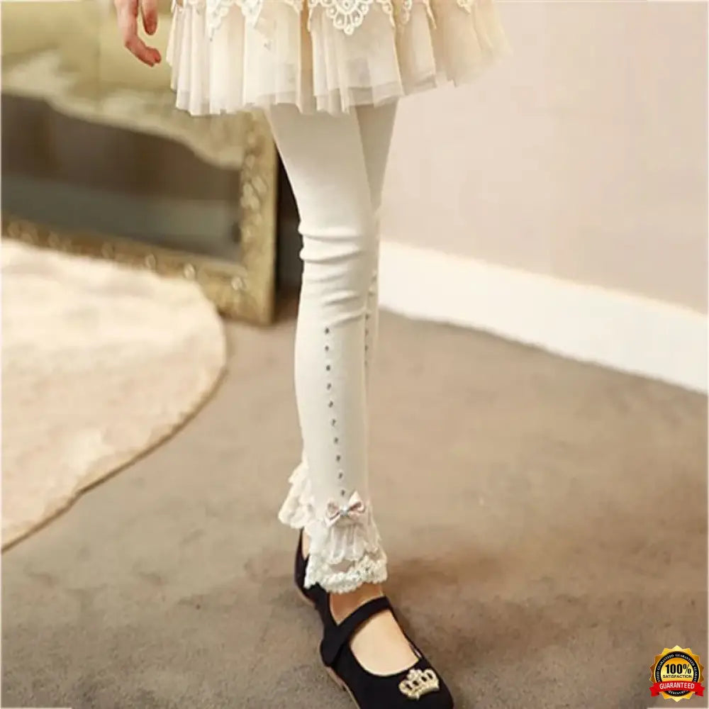 Children Baby Girls Leggings Spring Autumn Long Pants Bowknot Decorate Lace Casual Pant Kids Infant