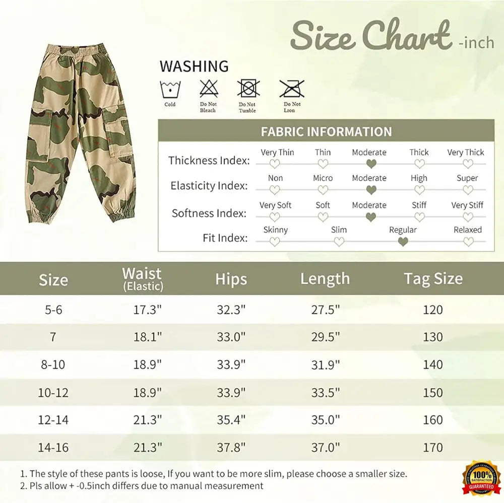 Girls Cargo Pants for Kids Loose Streetwear Hip Hop Dance Cotton Cargo Jogger Pants for Kids 4-15 Years