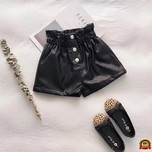 Kids Girls Leather Shorts 2020 New Children PU Leather Shorts Korean Style High-Waisted Pants Girls Autumn Wimter Clothes 3-13Y