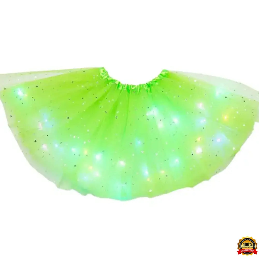 Kids Girls LED Light up Glitter Star Sequins Ballet Dance Tulle Tutu Skirt 3-12T