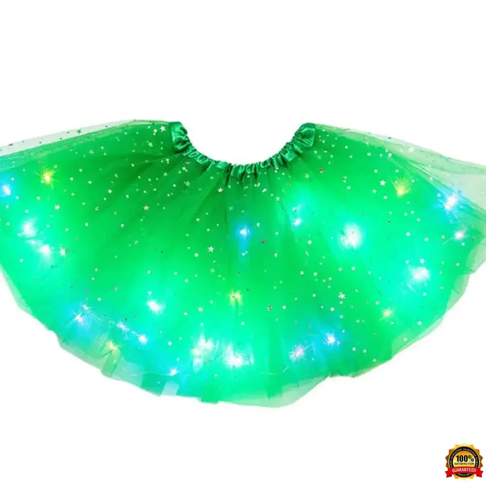 Kids Girls LED Light up Glitter Star Sequins Ballet Dance Tulle Tutu Skirt 3-12T