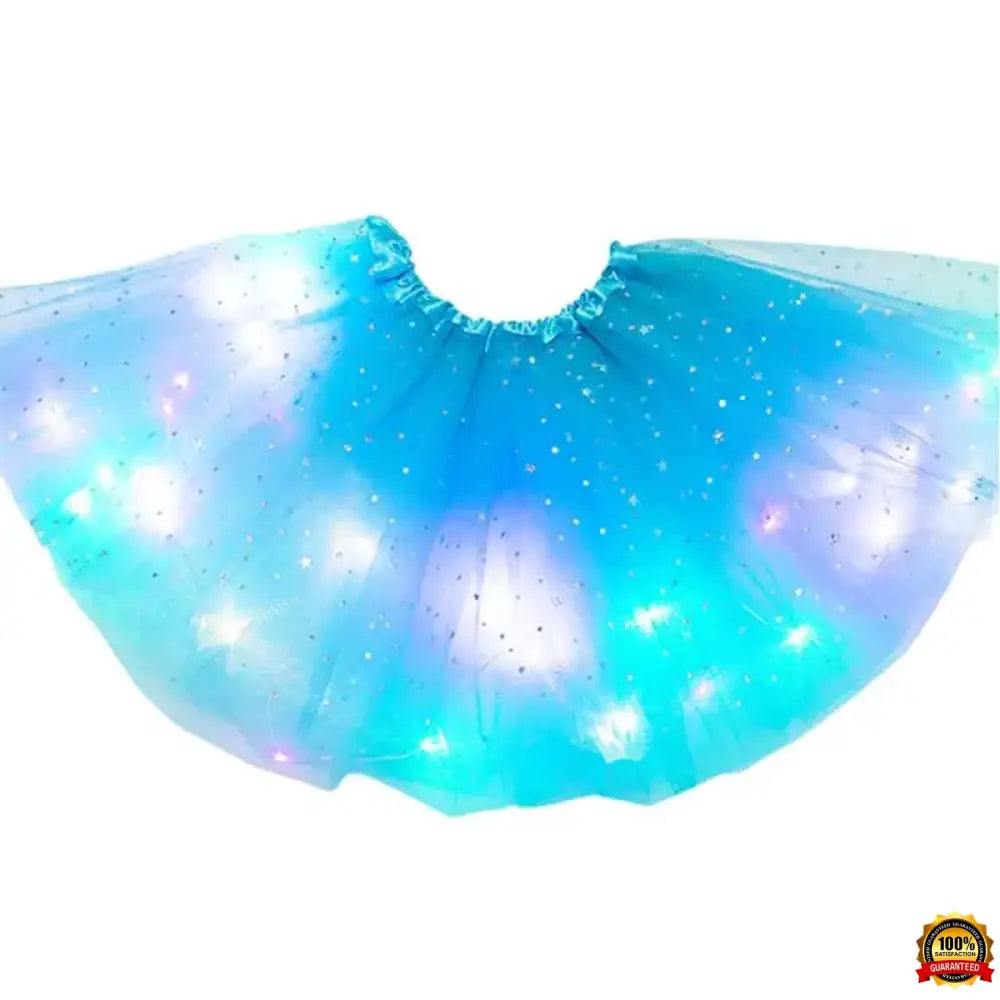 Kids Girls LED Light up Glitter Star Sequins Ballet Dance Tulle Tutu Skirt 3-12T