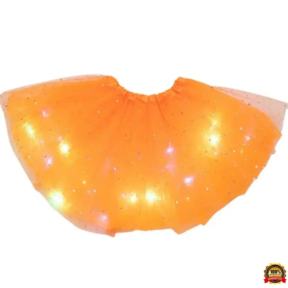 Kids Girls LED Light up Glitter Star Sequins Ballet Dance Tulle Tutu Skirt 3-12T