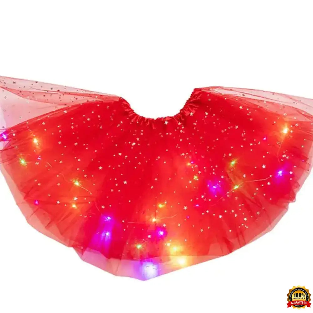 Kids Girls LED Light up Glitter Star Sequins Ballet Dance Tulle Tutu Skirt 3-12T