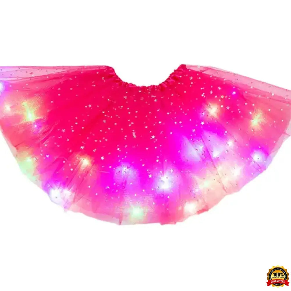 Kids Girls LED Light up Glitter Star Sequins Ballet Dance Tulle Tutu Skirt 3-12T