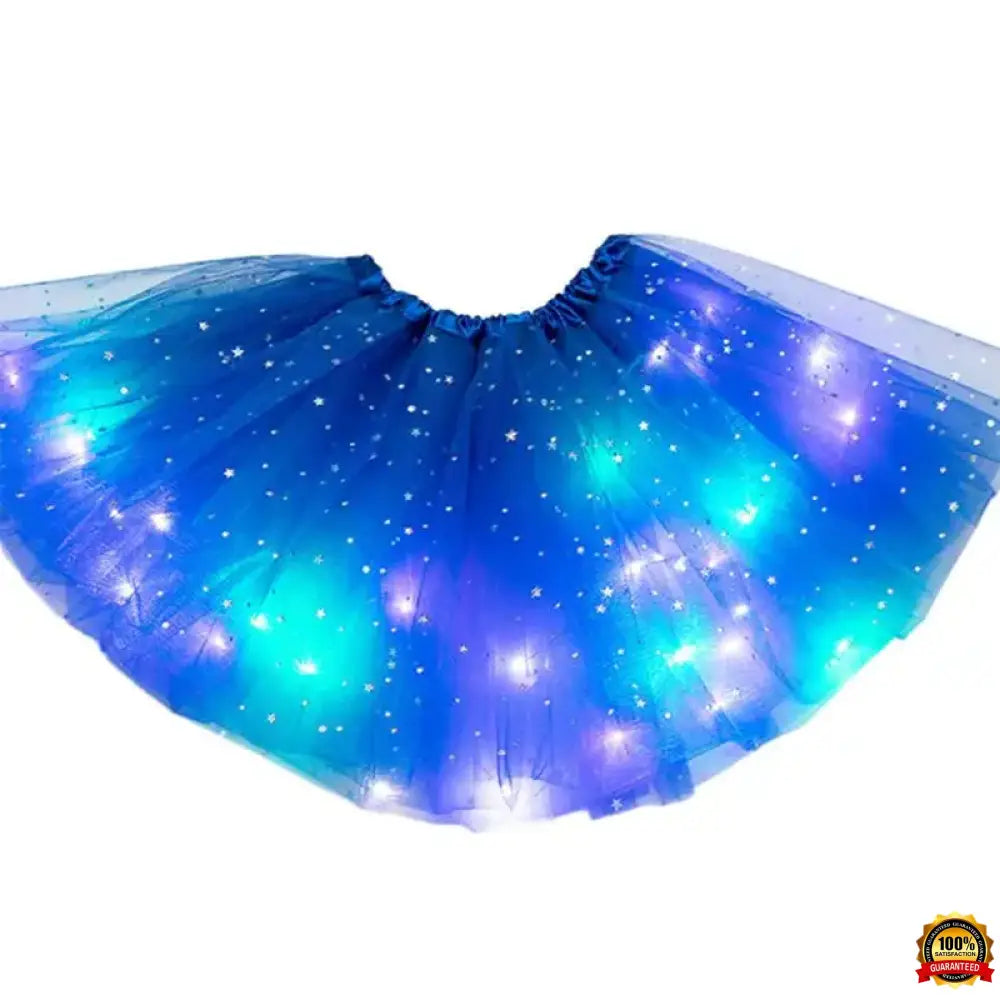 Kids Girls LED Light up Glitter Star Sequins Ballet Dance Tulle Tutu Skirt 3-12T