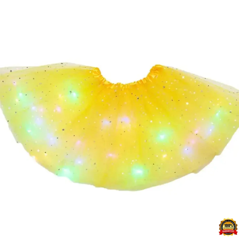 Kids Girls LED Light up Glitter Star Sequins Ballet Dance Tulle Tutu Skirt 3-12T