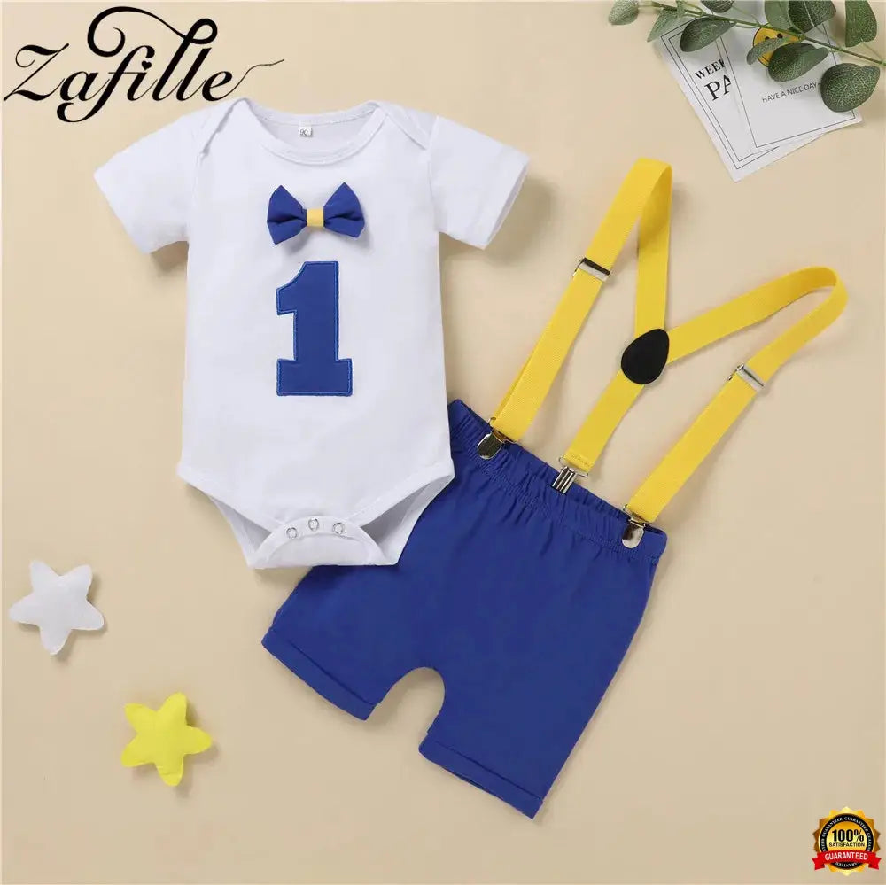 My First Birthday Boys Outfits for Baby Summer Newborn Clothes Baby Boy Sets Party Cake Smash Outfits for Kids Boy Suits