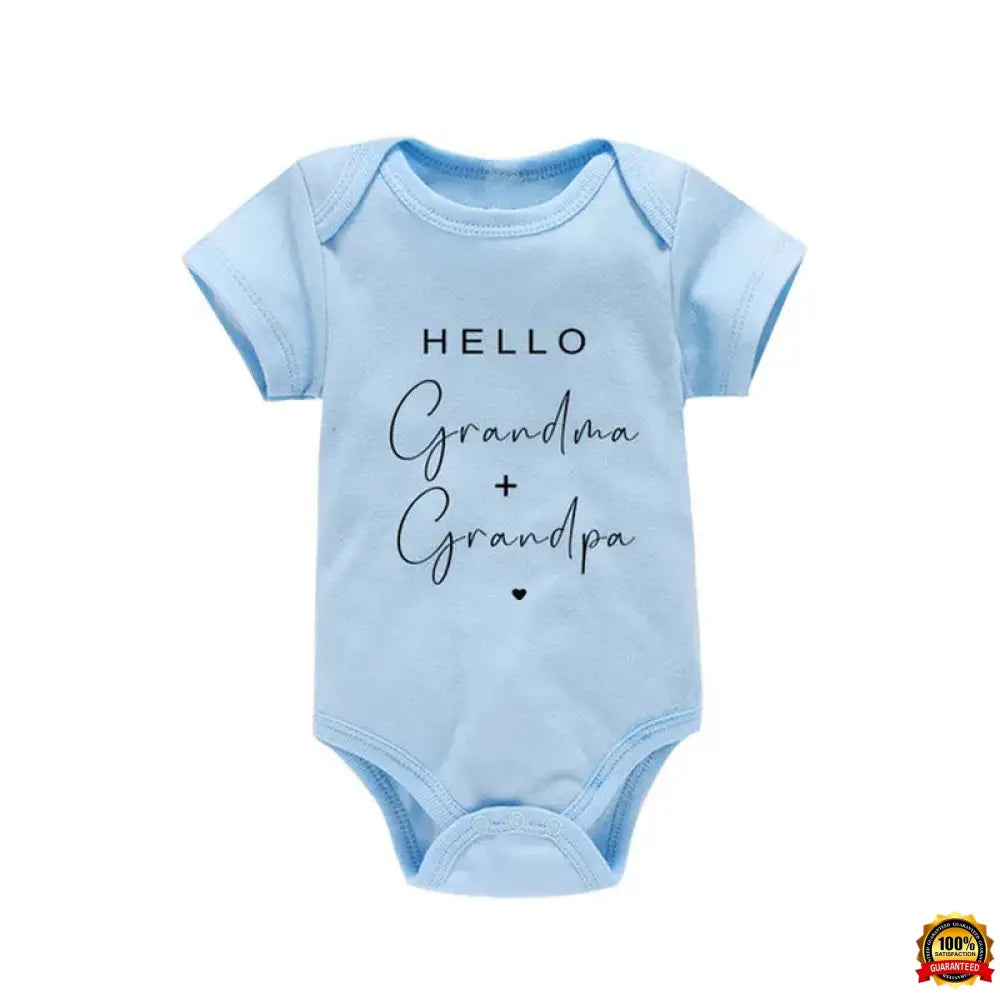 Pregnancy Announcement to Be Grandparents Hello Grandma & Grandpa Baby Bodysuits Infant Baby Boy Girls Clothes Baby Shower Gift