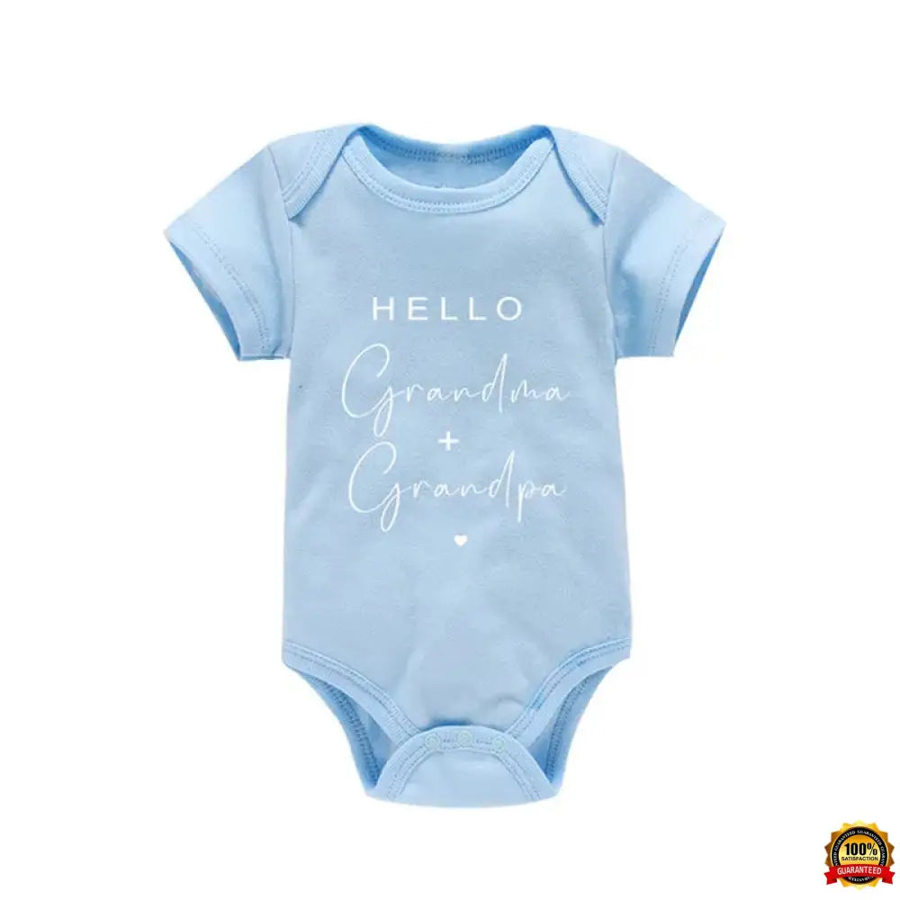 Pregnancy Announcement to Be Grandparents Hello Grandma & Grandpa Baby Bodysuits Infant Baby Boy Girls Clothes Baby Shower Gift