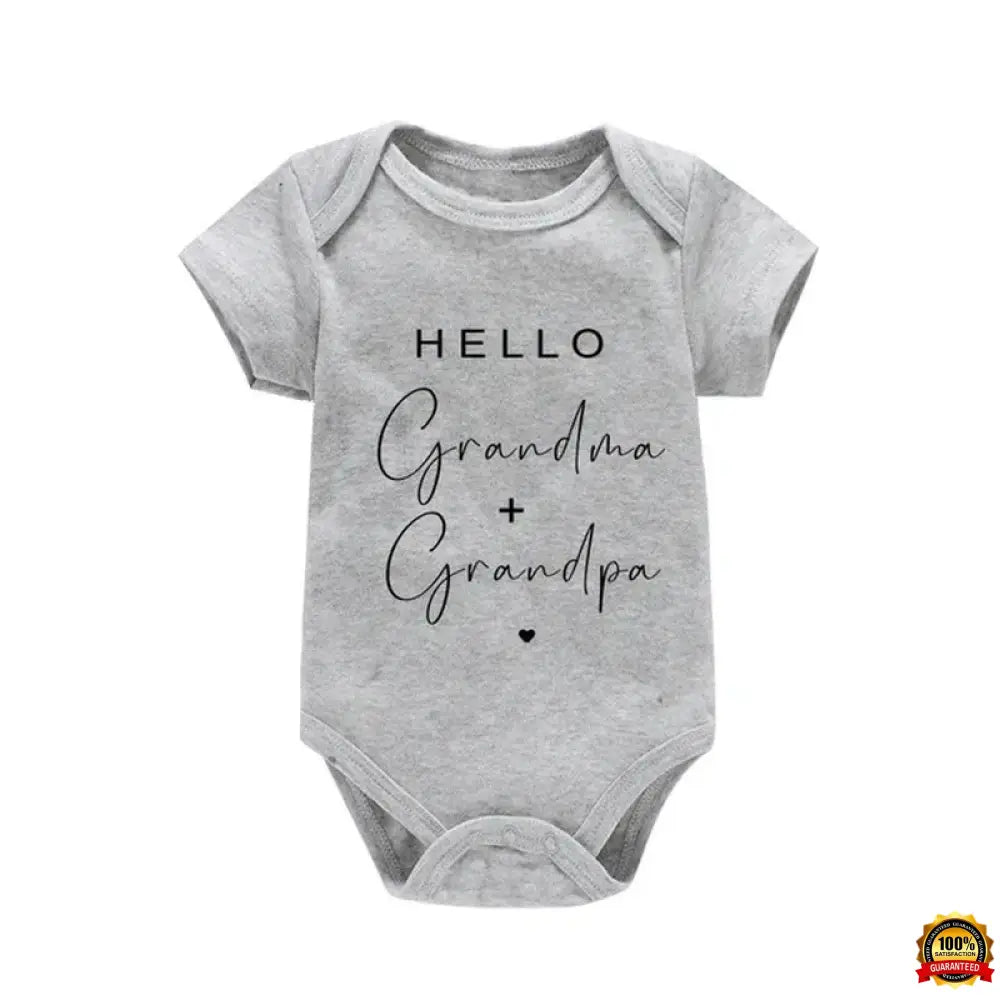 Pregnancy Announcement to Be Grandparents Hello Grandma & Grandpa Baby Bodysuits Infant Baby Boy Girls Clothes Baby Shower Gift