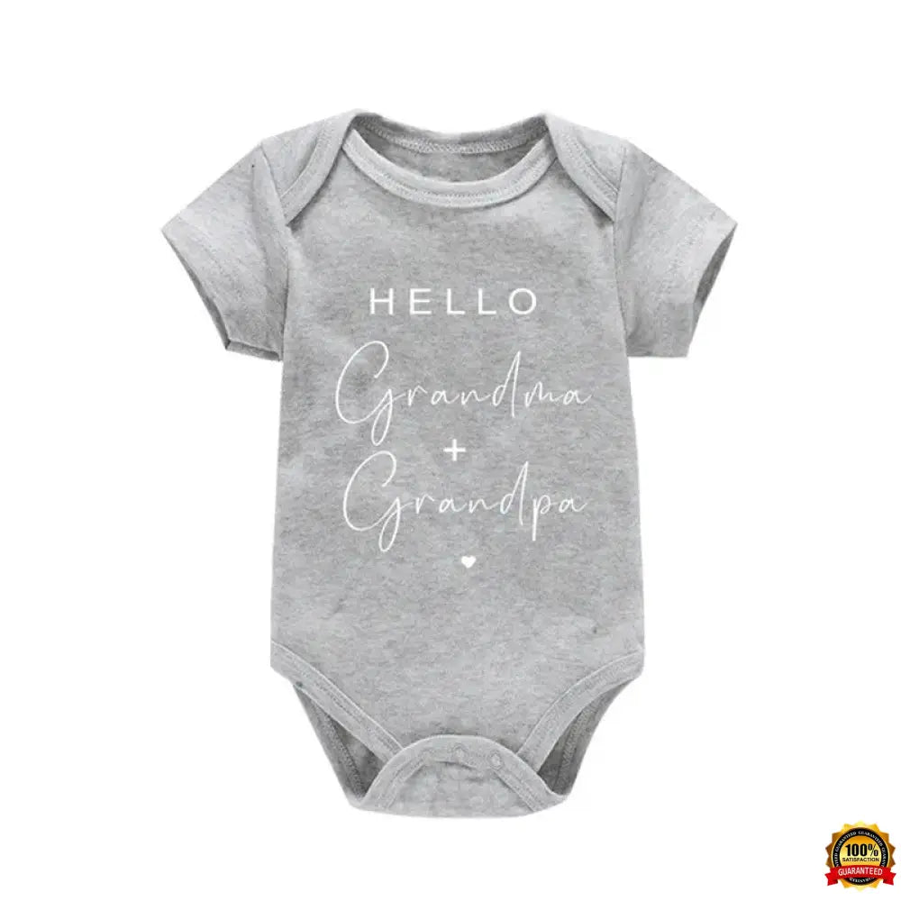 Pregnancy Announcement to Be Grandparents Hello Grandma & Grandpa Baby Bodysuits Infant Baby Boy Girls Clothes Baby Shower Gift