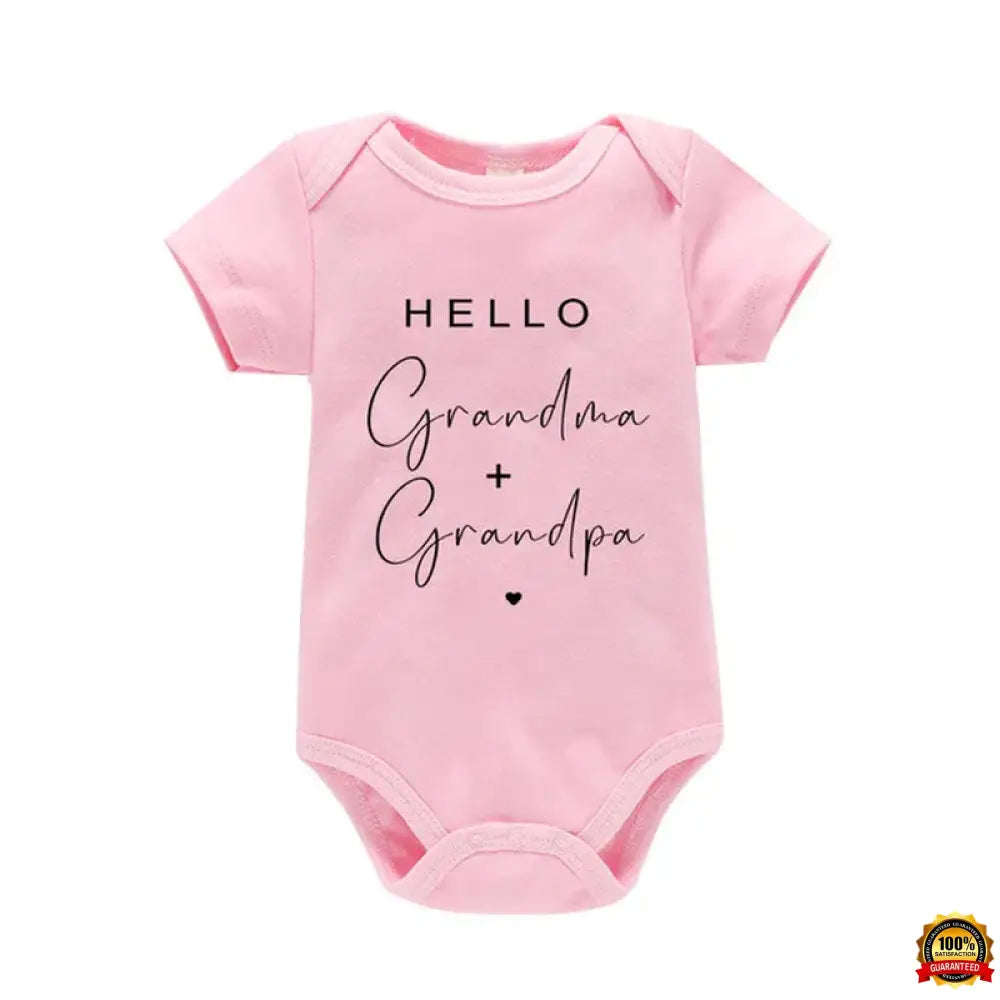 Pregnancy Announcement to Be Grandparents Hello Grandma & Grandpa Baby Bodysuits Infant Baby Boy Girls Clothes Baby Shower Gift