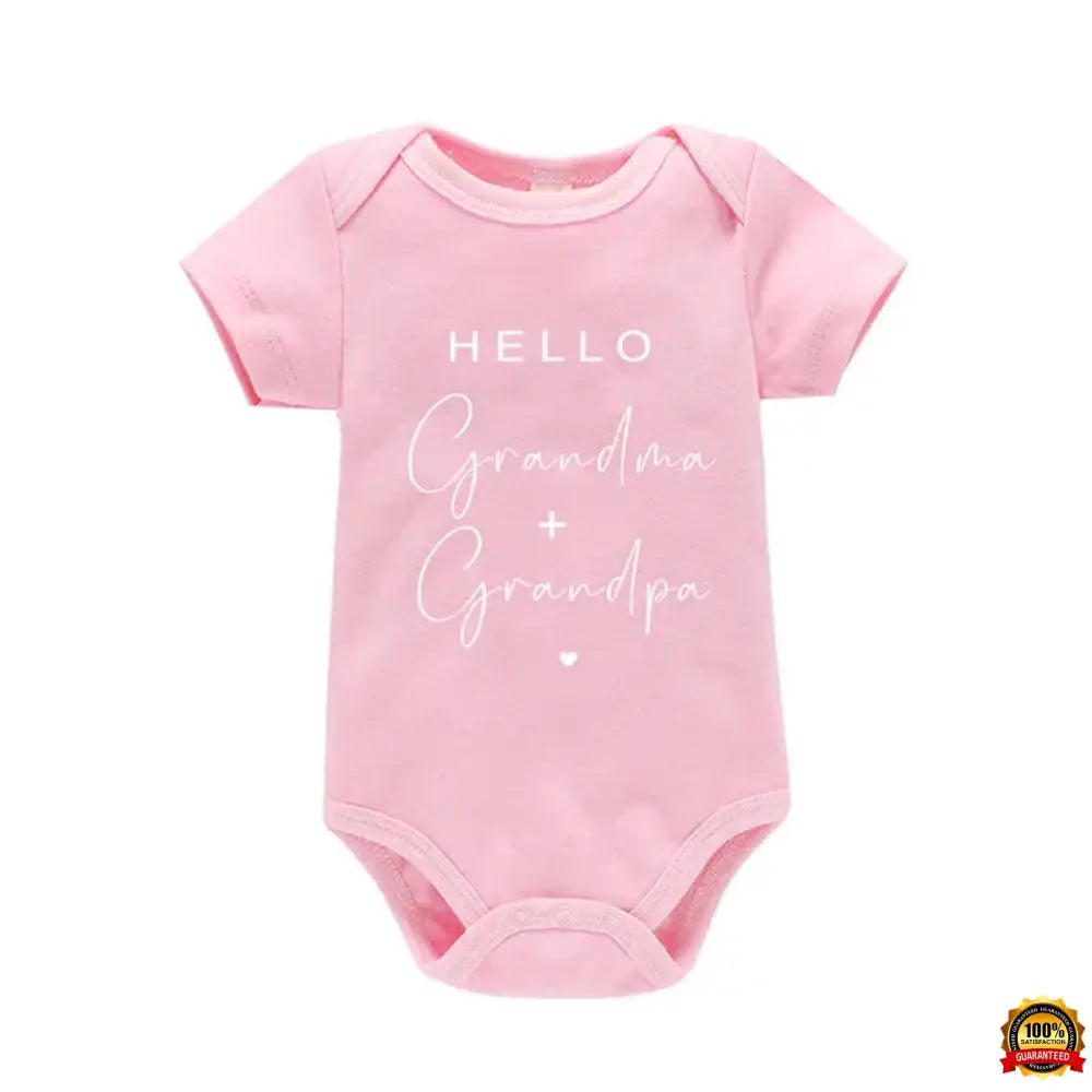 Pregnancy Announcement to Be Grandparents Hello Grandma & Grandpa Baby Bodysuits Infant Baby Boy Girls Clothes Baby Shower Gift