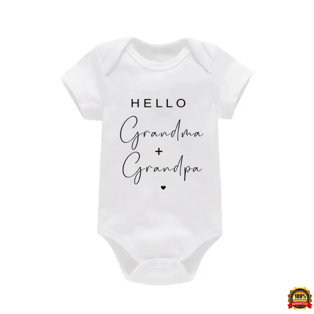 Pregnancy Announcement to Be Grandparents Hello Grandma & Grandpa Baby Bodysuits Infant Baby Boy Girls Clothes Baby Shower Gift