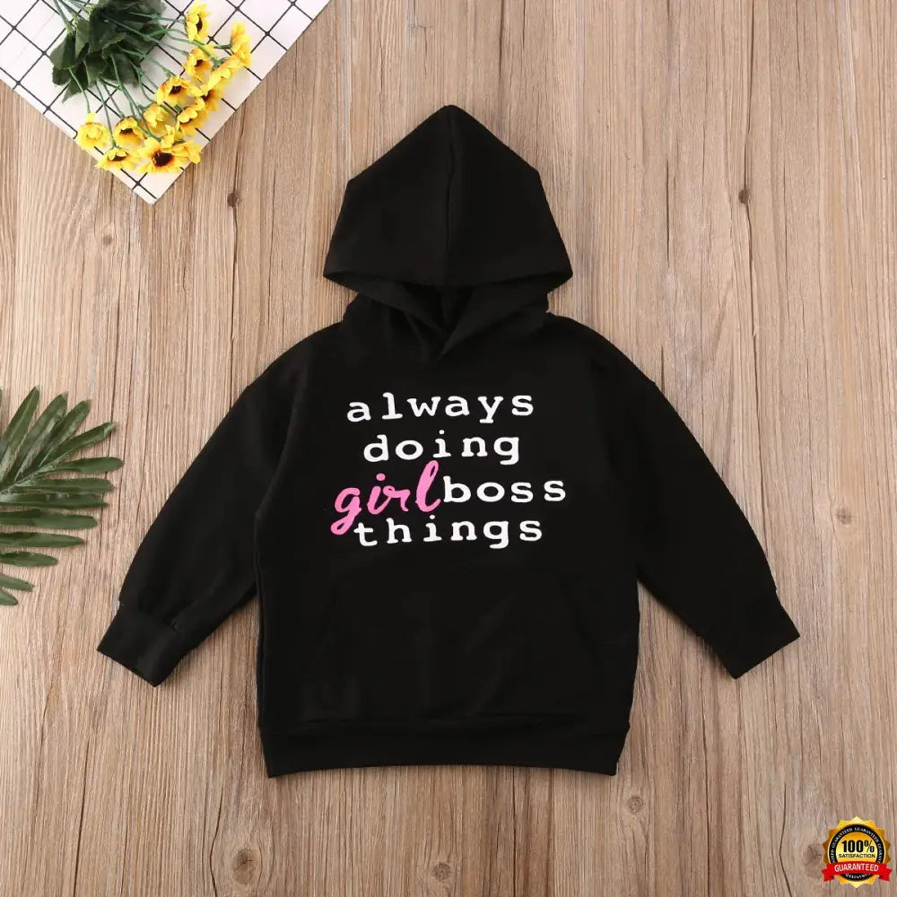 Toddler Baby Girls Winter Hooded Clothes Outfits 1-6Y Cotton Letter Print Long Sleeve Hoodie Top T-Shirt Tracksuit