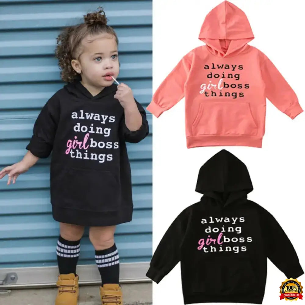 Toddler Baby Girls Winter Hooded Clothes Outfits 1-6Y Cotton Letter Print Long Sleeve Hoodie Top T-Shirt Tracksuit