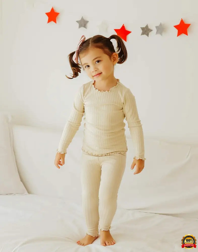 6M-12Y Kids Unisex Girls & Boys Soft Comfy Modal Tencel Shirring Sleepwear Pajamas 2Pcs/4Pcs Set